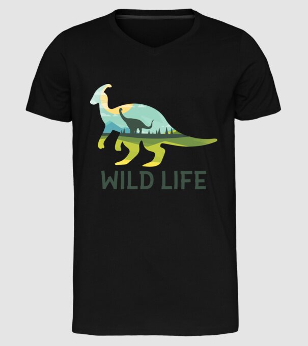 Dinosaur model negru pe tricou