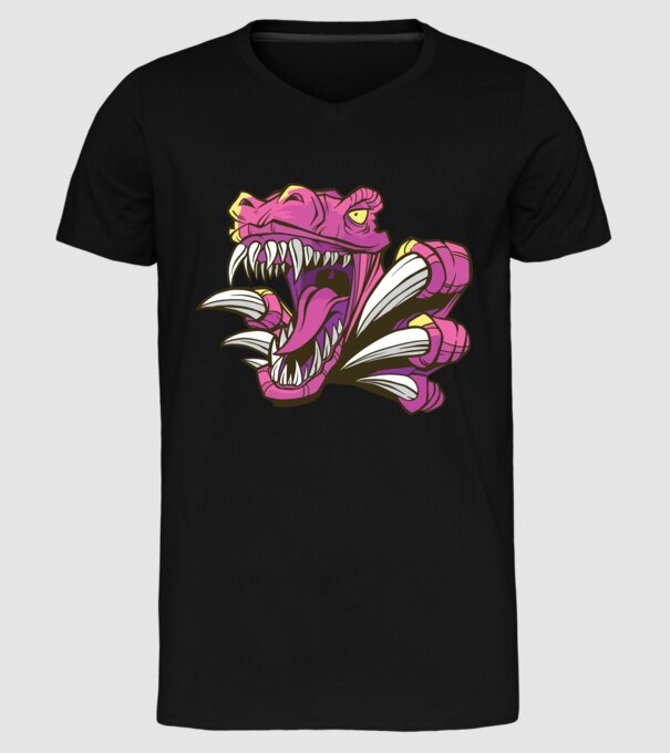 Gheare de dinozaur model negru pe tricou