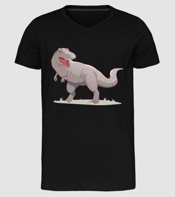 Dinozaur T-rex model negru pe tricou