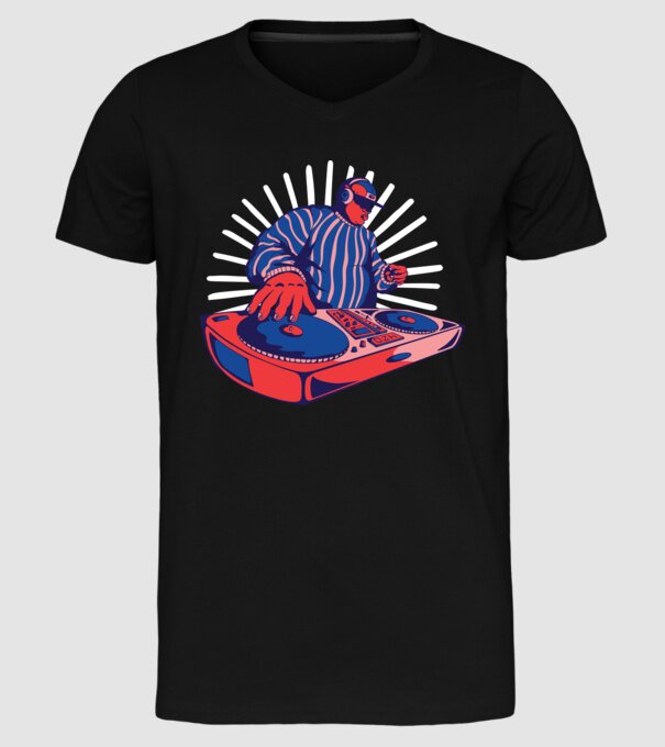 DJ disc jockey model negru pe tricou