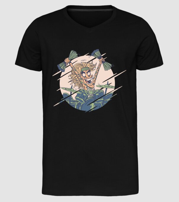 Baterist model negru pe tricou