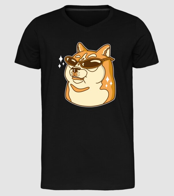 Doge Coin model negru pe tricou