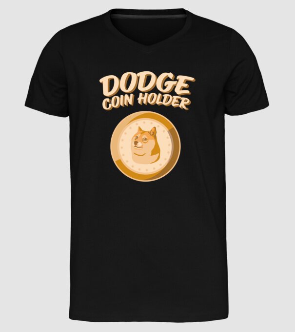 Doge Coin Holder model negru pe tricou