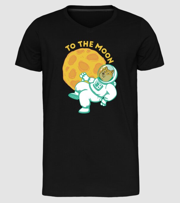 Dogecoin to the moon model negru pe tricou