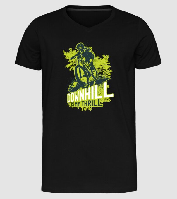 Downhill Is My Thrill tricou bicicletă model negru pe tricou