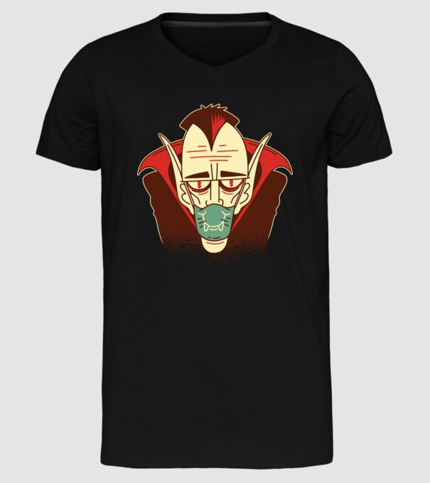 Dracula în mască model negru pe tricou