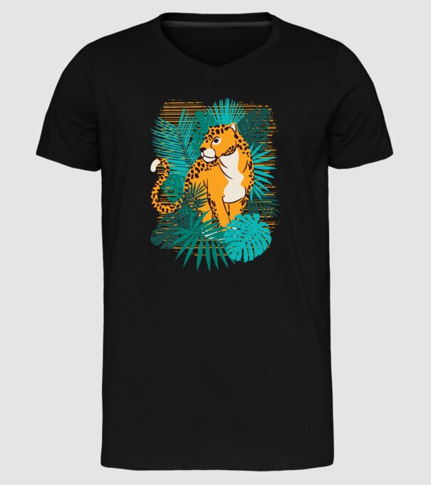 Jaguar junglă model negru pe tricou