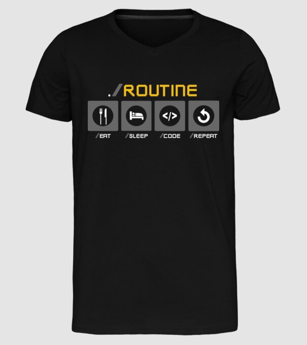 Eat sleep code repeat - rutină zilnică developer model negru pe tricou