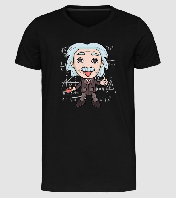 Caricatură Einstein model negru pe tricou