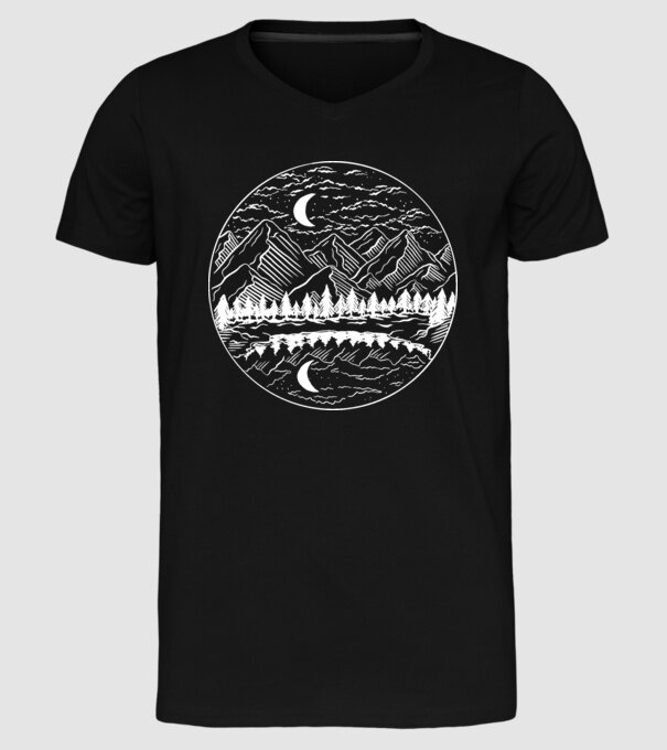 Peisaj de Noapte model negru pe tricou