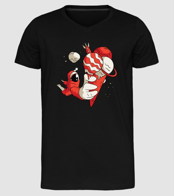 Astronaut cu Înghețată model negru pe tricou