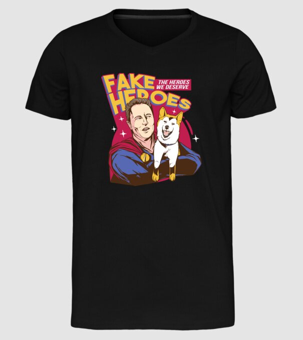 Fake Hero Elon Musk model negru pe tricou