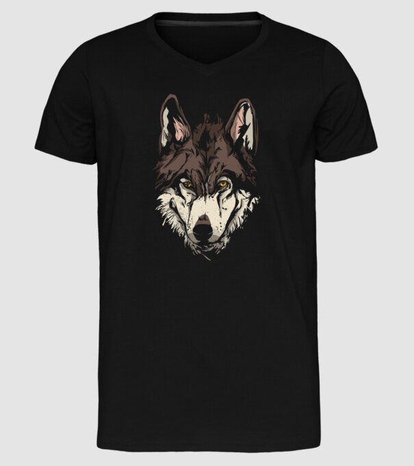 Cap de lup model negru pe tricou