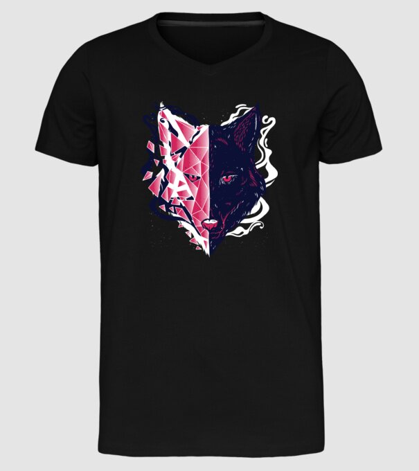 Cap de lup model negru pe tricou