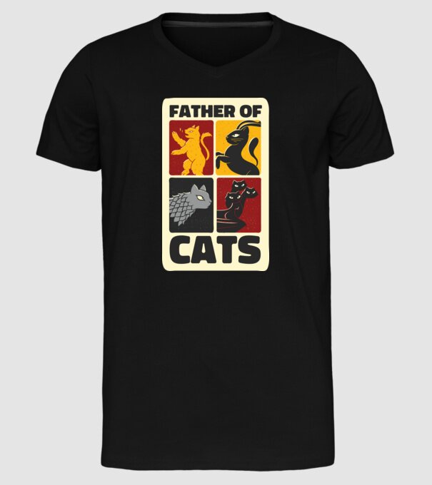 Father of Cats Game of Thrones parodie model negru pe tricou