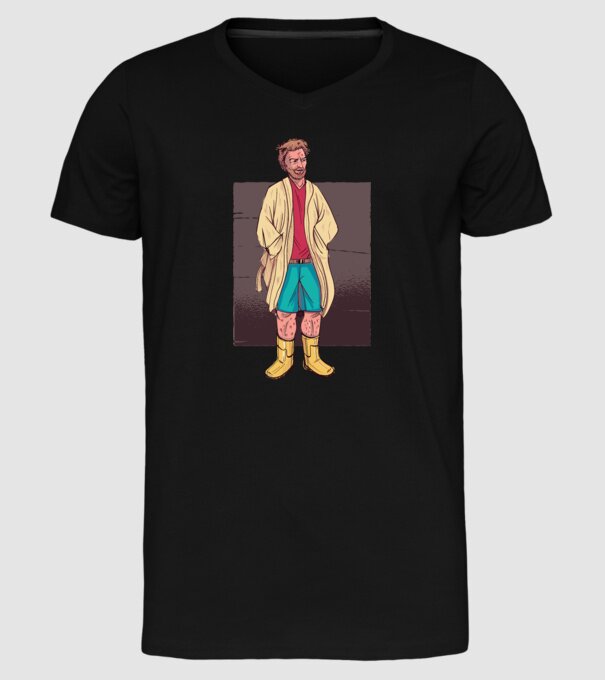 Bărbat în halat model negru pe tricou