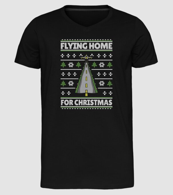 Flying Home for Christmas Pulover urât model negru pe tricou
