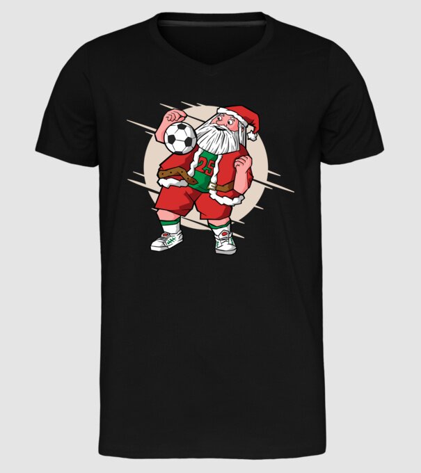 Moș Crăciun Fotbalist model negru pe tricou