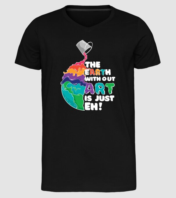 Pământ Artă model negru pe tricou