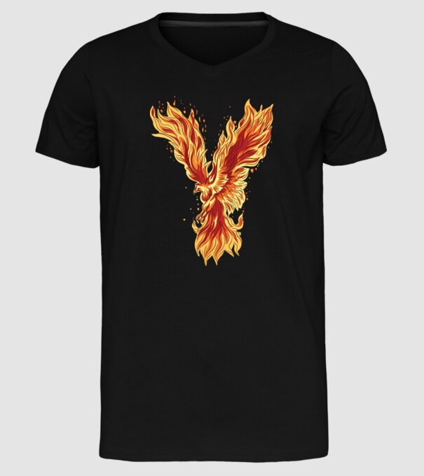 Pasărea Phoenix model negru pe tricou