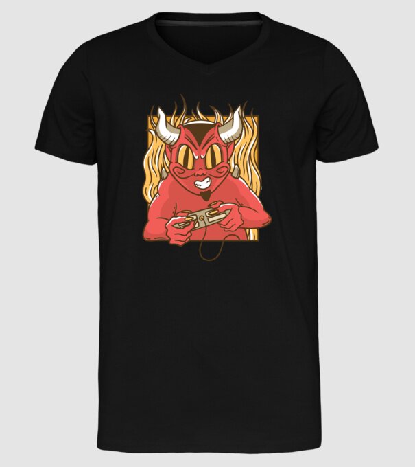 Gamer Diavol model negru pe tricou