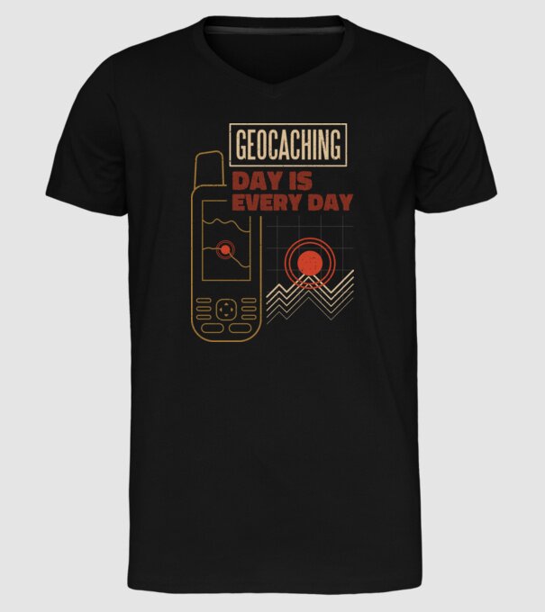 Geocaching model negru pe tricou