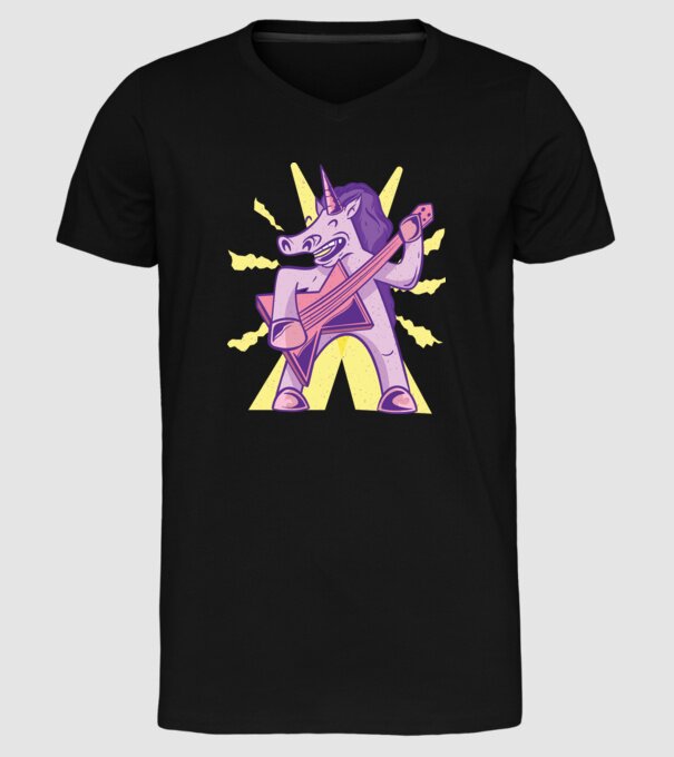 Unicorn cu chitara model negru pe tricou