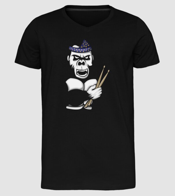Gorilă Baterist model negru pe tricou