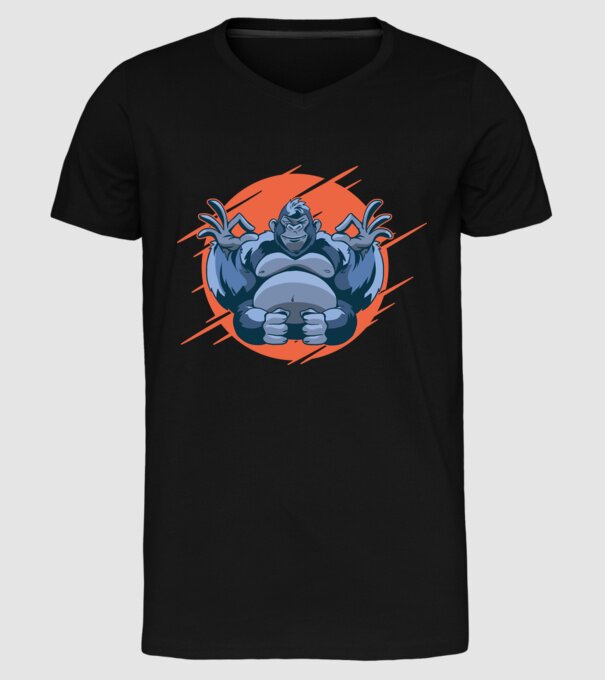 Gorilă Meditație model negru pe tricou