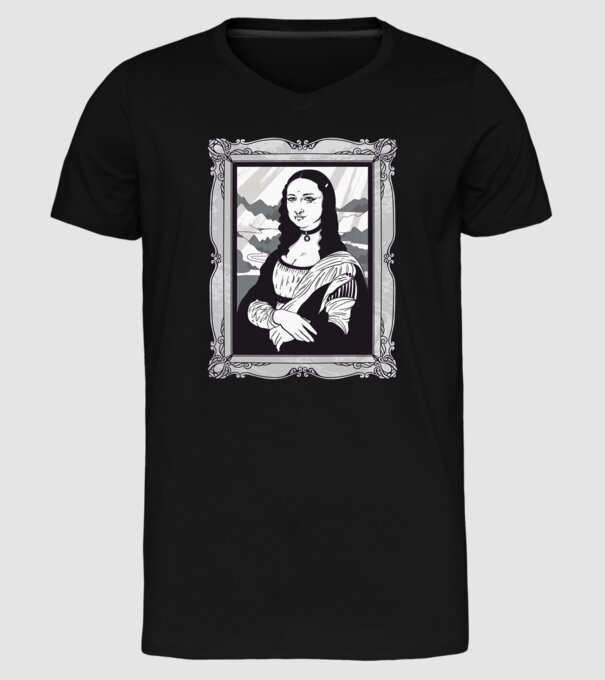 Mona Lisa gotică model negru pe tricou