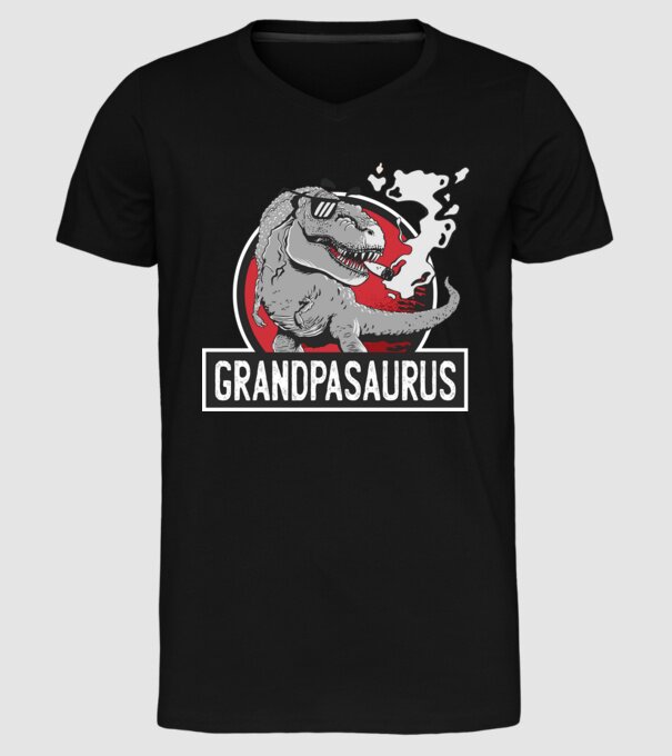 Grandpasaurus T-rex model negru pe tricou