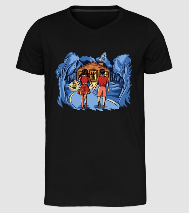 Copii în pădure Poveste model negru pe tricou