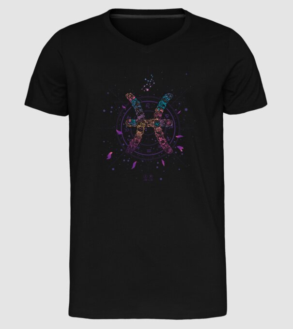 Pisces Zodiac model negru pe tricou
