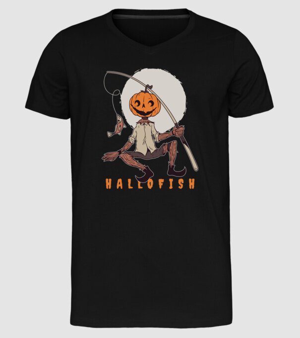 Hallofish - Pescar Halloween model negru pe tricou