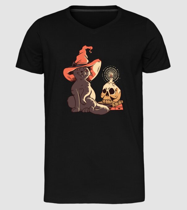 Pisică Halloween model negru pe tricou