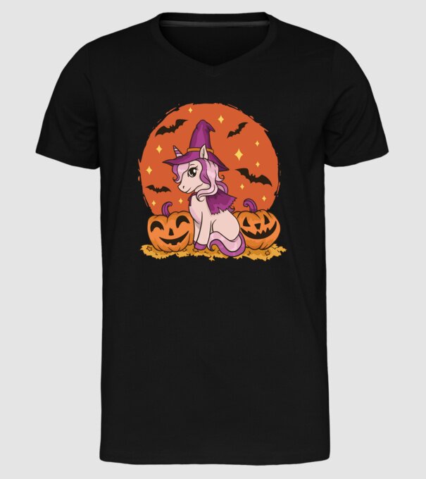 Unicorn Halloween model negru pe tricou