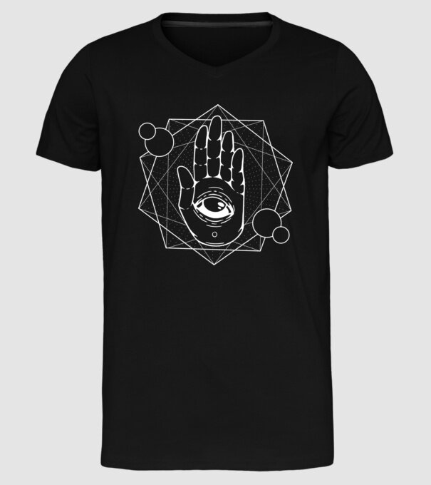 Mână Hamsa - Mâna lui Dumnezeu model negru pe tricou