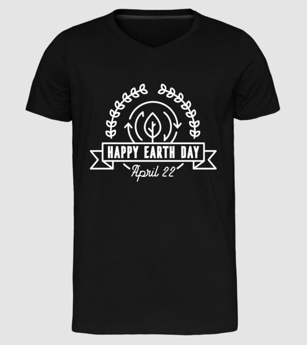 Happy Earth Day - Ziua Pământului model negru pe tricou