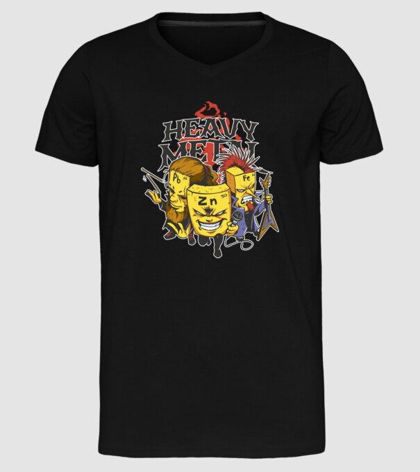 Elemente Heavy Metal model negru pe tricou