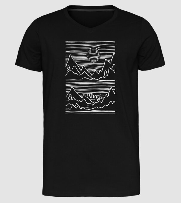Munți grafică model negru pe tricou