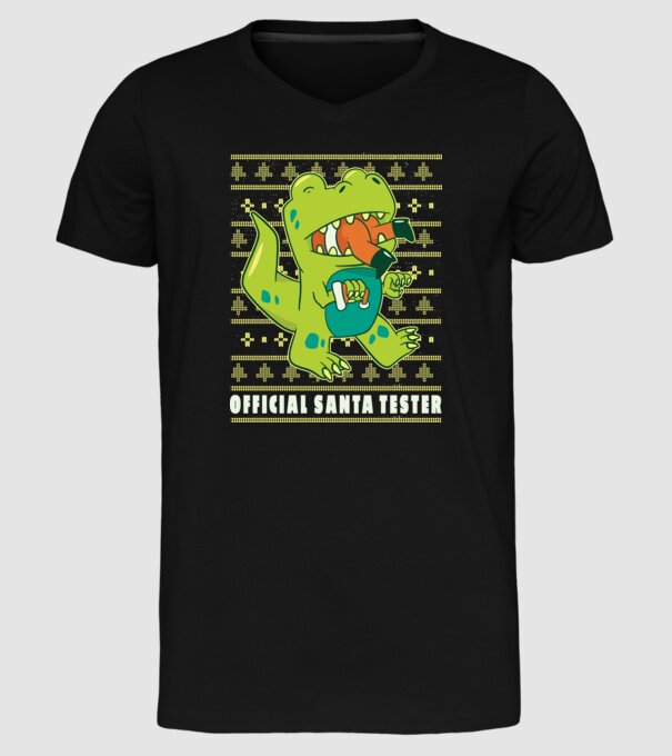 Tester oficial Moș Crăciun model negru pe tricou