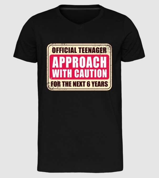 Adolescent oficial Abordați cu prudență model negru pe tricou