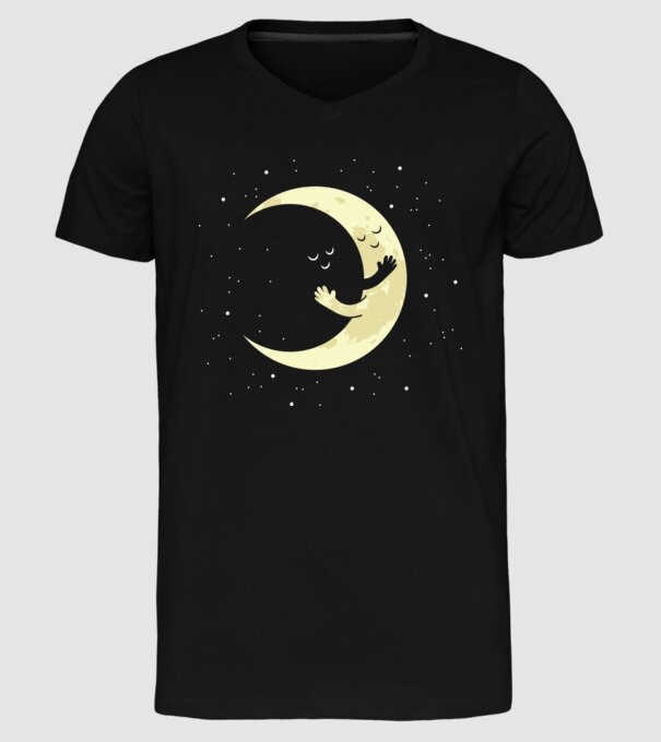 Luna și Soarele îmbrățișare model negru pe tricou