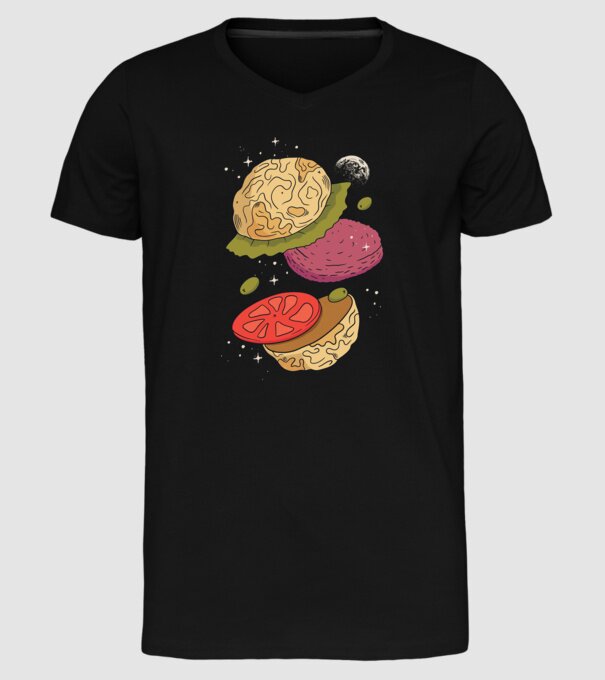 Burger lună model negru pe tricou