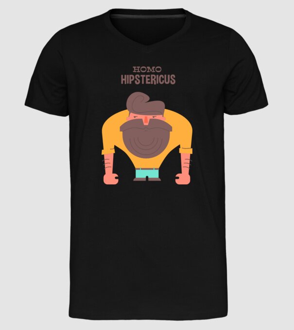 Homo Hipstericus model negru pe tricou