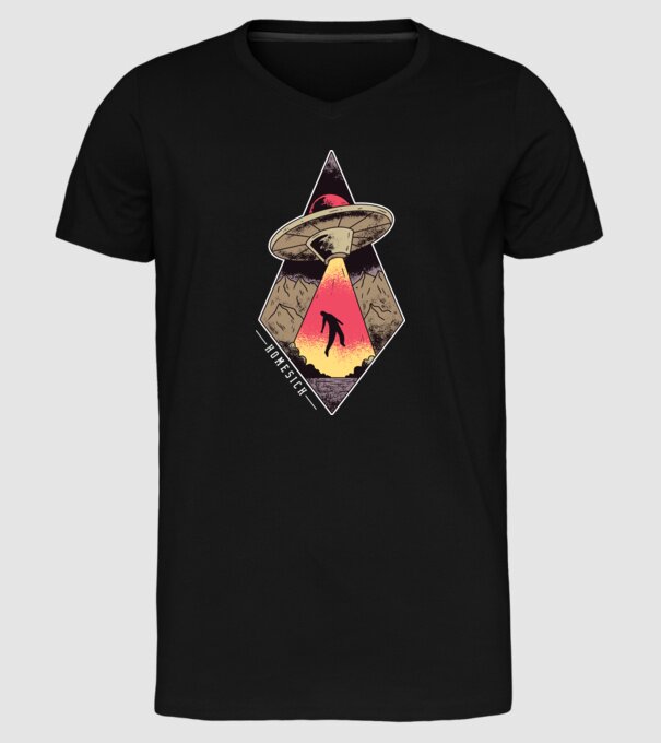 Dor de casă alien model negru pe tricou