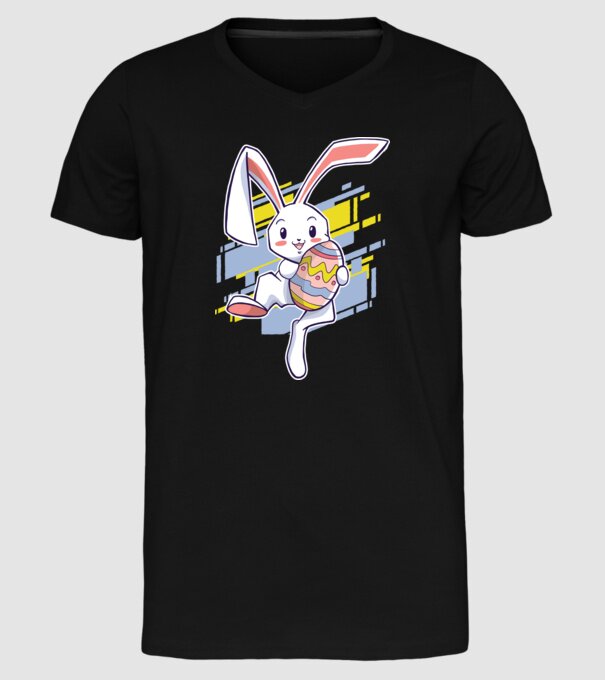 Iepuraș de Paște model negru pe tricou