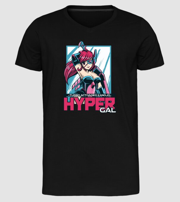 Hyper Gal - Fată Anime model negru pe tricou