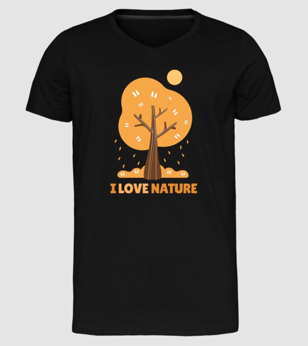 I Love Nature model negru pe tricou