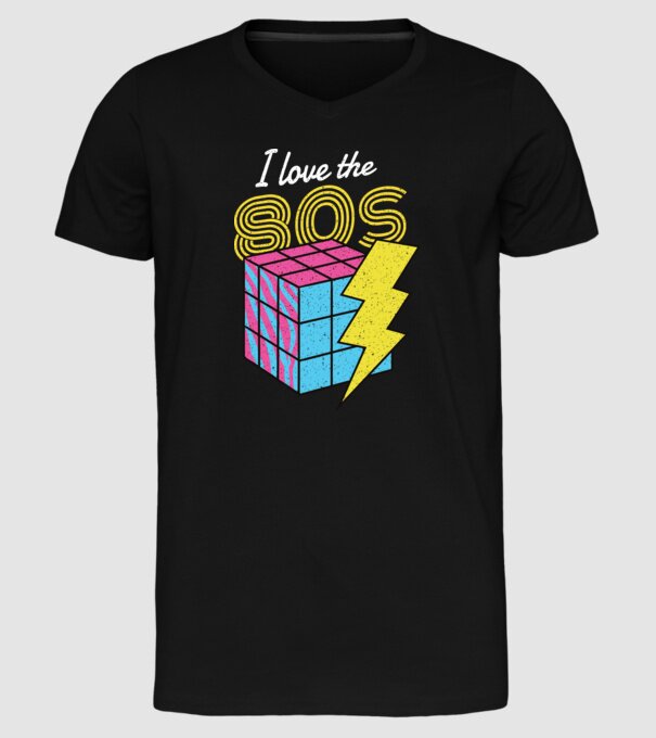 I love the 80s Cub Rubik model negru pe tricou